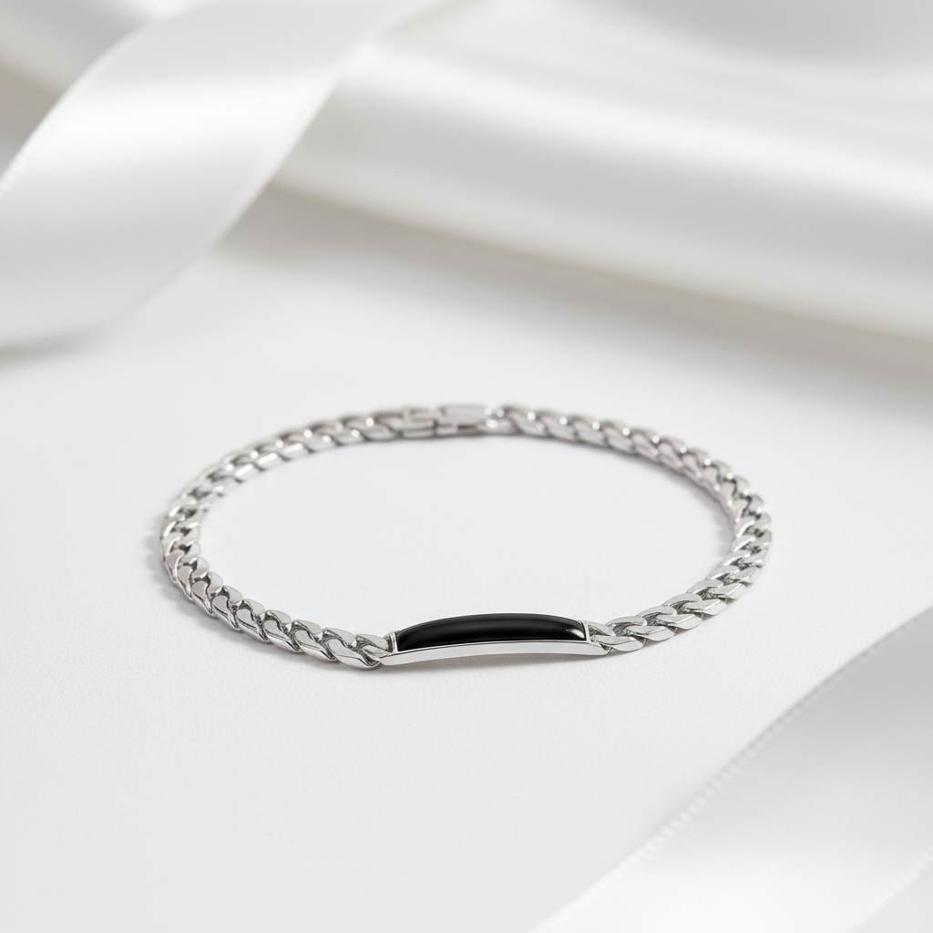 Black Onyx Casual Bar Chain Bracelet-Black Diamonds New York