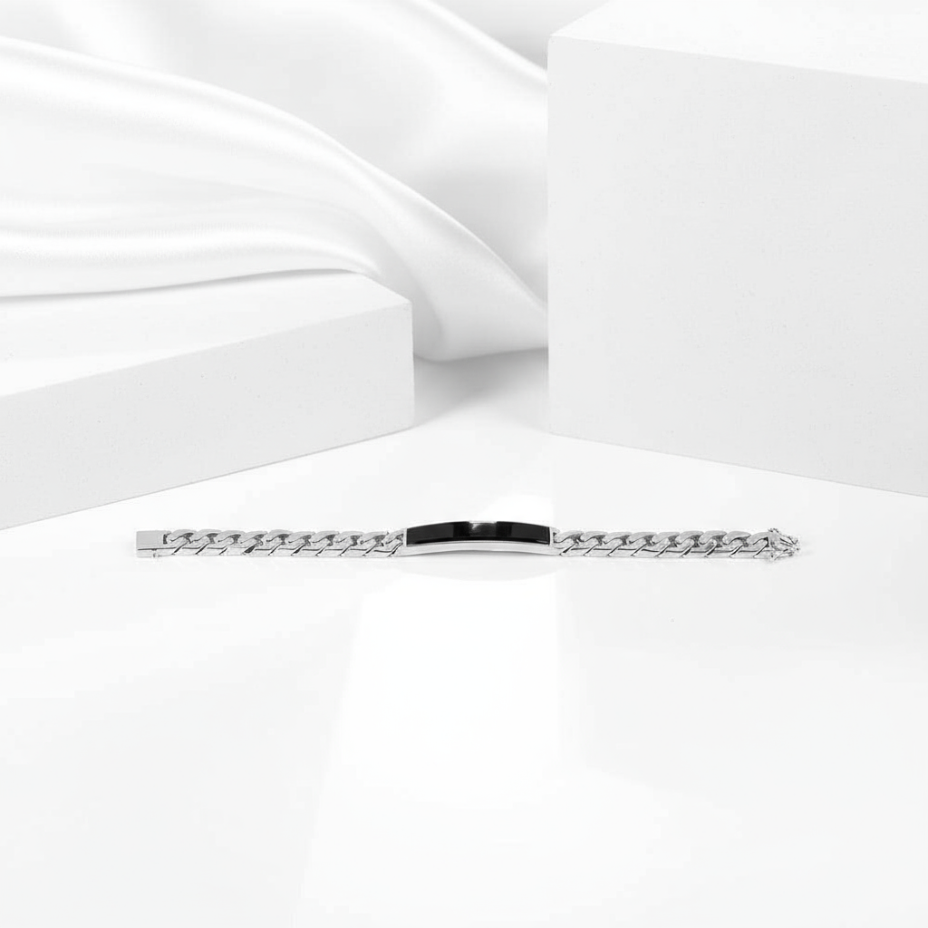 Natural Black Onyx Casual Bar Chain Bracelet-Black Diamonds New York