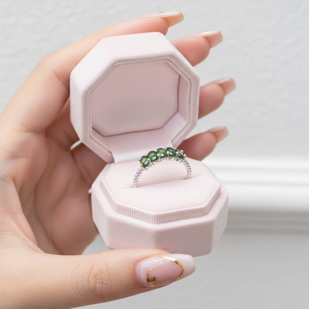 Chrome Diopside Gemstone Ring-Black Diamonds New York