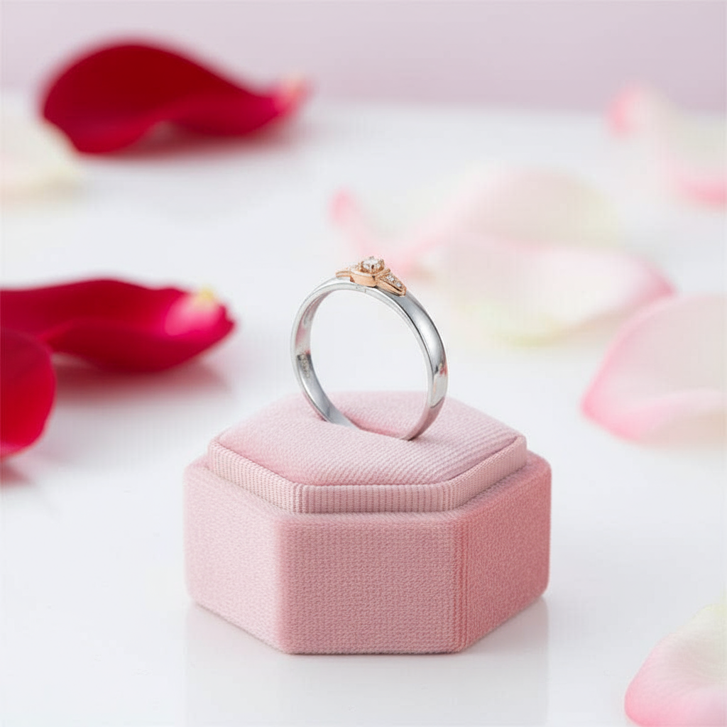 Natural Diamond 14k White & Rose Gold 2 Tone Ring-Black Diamonds New York