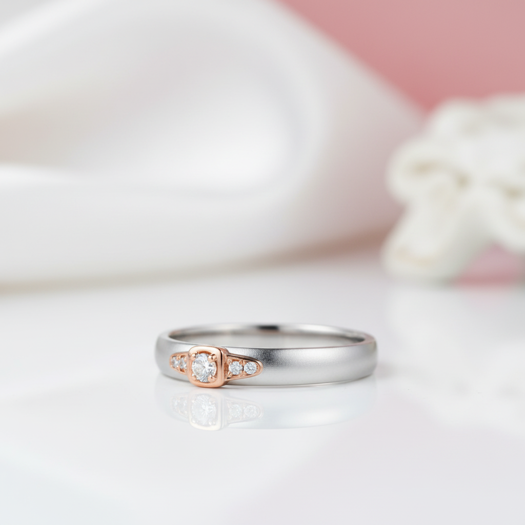 Diamond Option 14k White & Rose Gold 2 Tone Ring-Black Diamonds New York