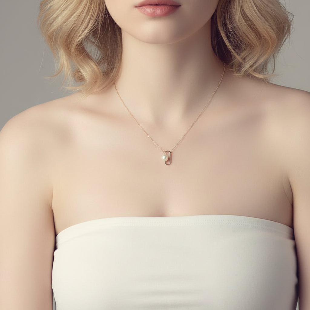 Natural Freshwater Pearl 18k Yellow Gold Necklace-Black Diamonds New York