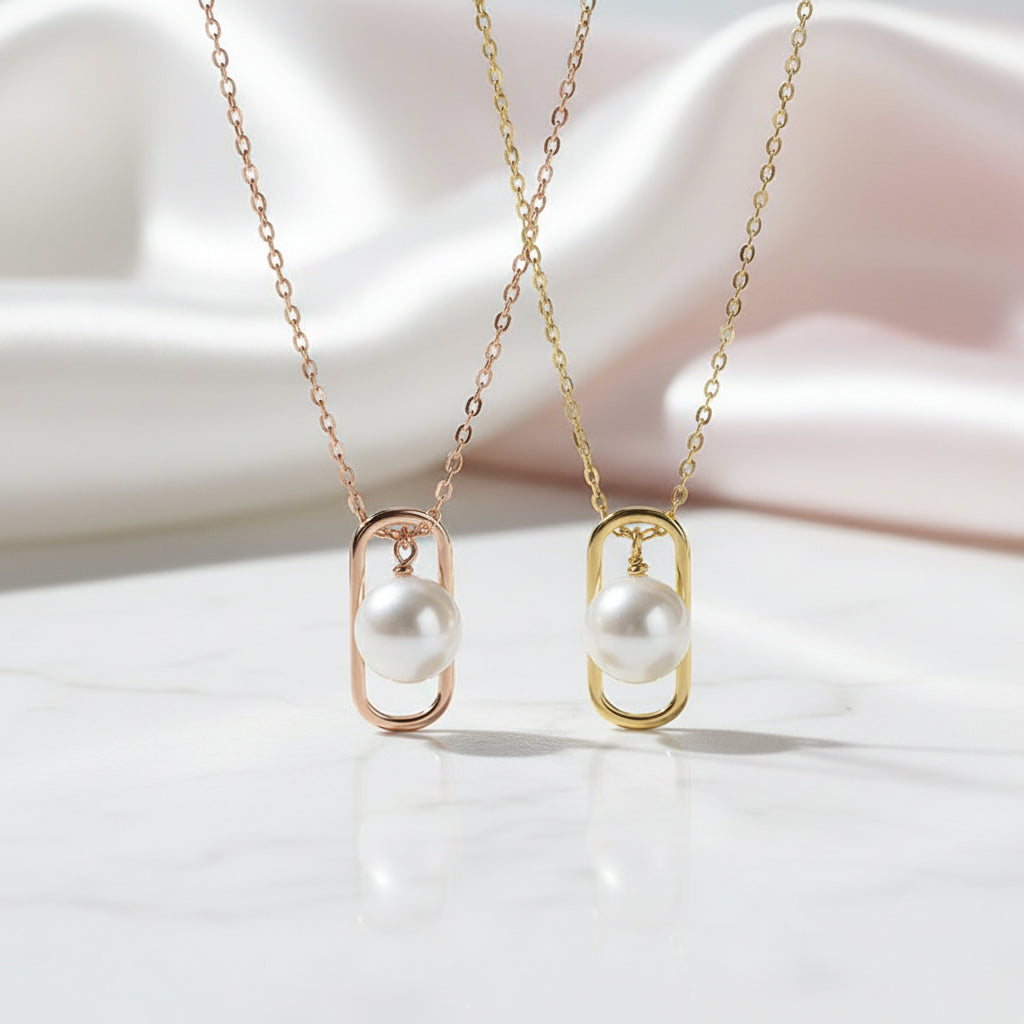 Natural Freshwater Pearl 18k Yellow Gold Necklace-Black Diamonds New York