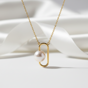 Natural Freshwater Pearl 18k Yellow Gold Necklace-Black Diamonds New York