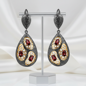 Garnet Handmade Drop Earrings-Black Diamonds New York