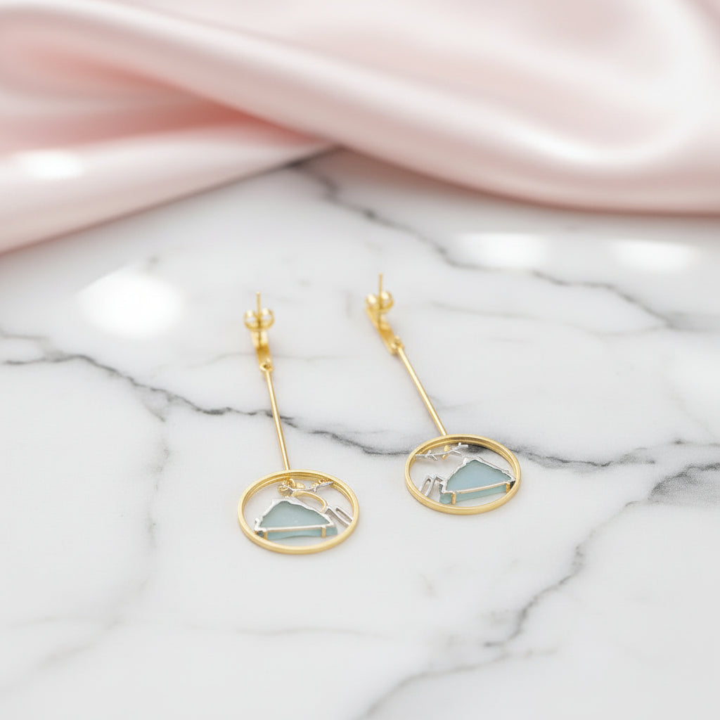 Aquamarine Bird Whisper Dangle Earrings-Black Diamonds New York