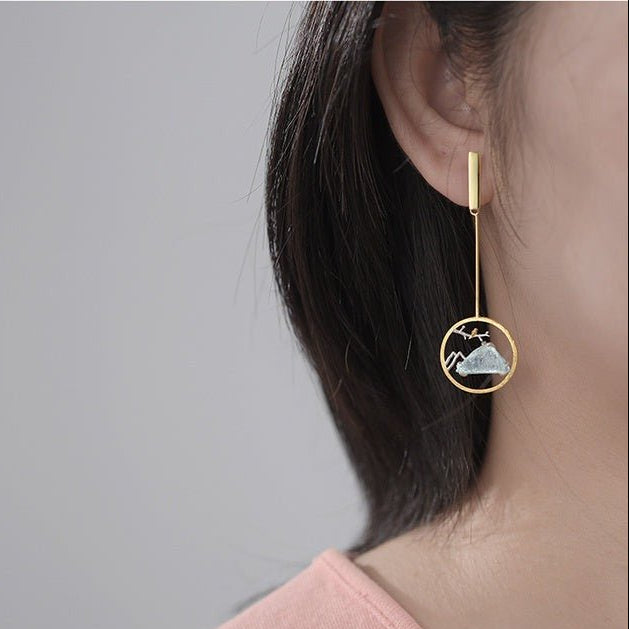 Natural Gemstone Bird Whisper Dangle Earrings-Black Diamonds New York