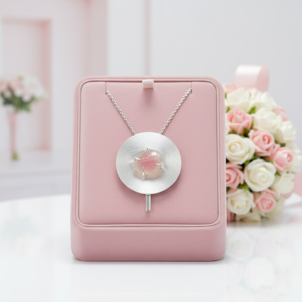 Tourmaline Gemstone Round Necklace-Black Diamonds New York
