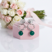 Green Agate Aries Zodiac Earrings-Black Diamonds New York