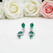 Natural Green Agate Vintage Drop Earrings-Black Diamonds New York