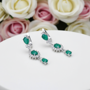 Natural Green Agate Vintage Drop Earrings-Black Diamonds New York