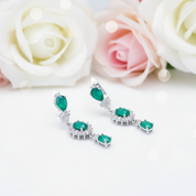 Natural Green Agate Vintage Drop Earrings-Black Diamonds New York