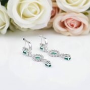 Natural Green Agate Vintage Drop Earrings-Black Diamonds New York