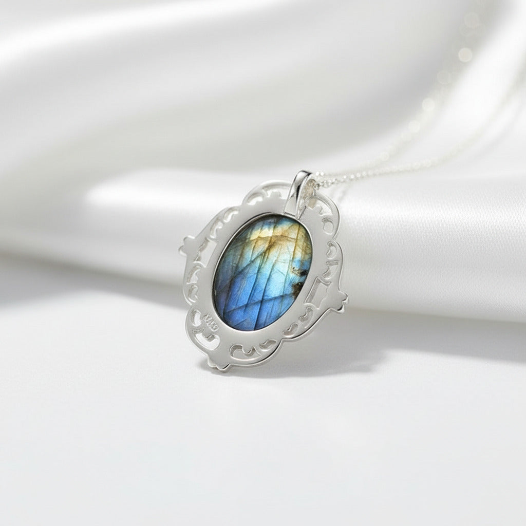 Labradorite Vintage Pendant-Black Diamonds New York