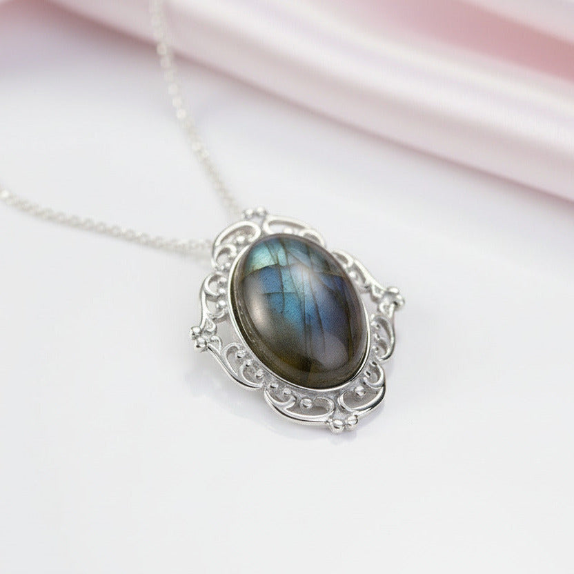 Labradorite Vintage Pendant-Black Diamonds New York