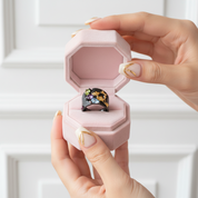 Multicolor Gemstones Handmade Humming Bee Flower Ring-Black Diamonds New York