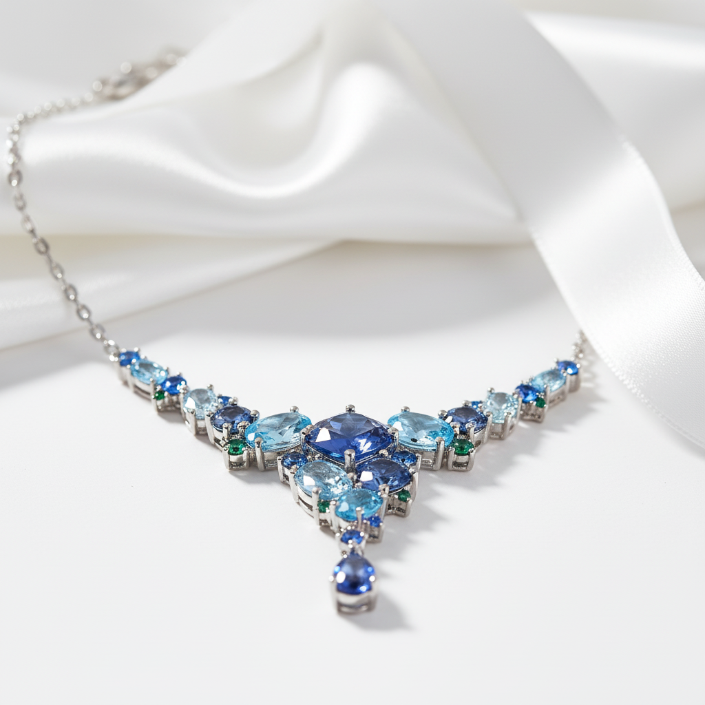 Natural Mystic Quartz Handmade Modern Irregular Necklace-Black Diamonds New York