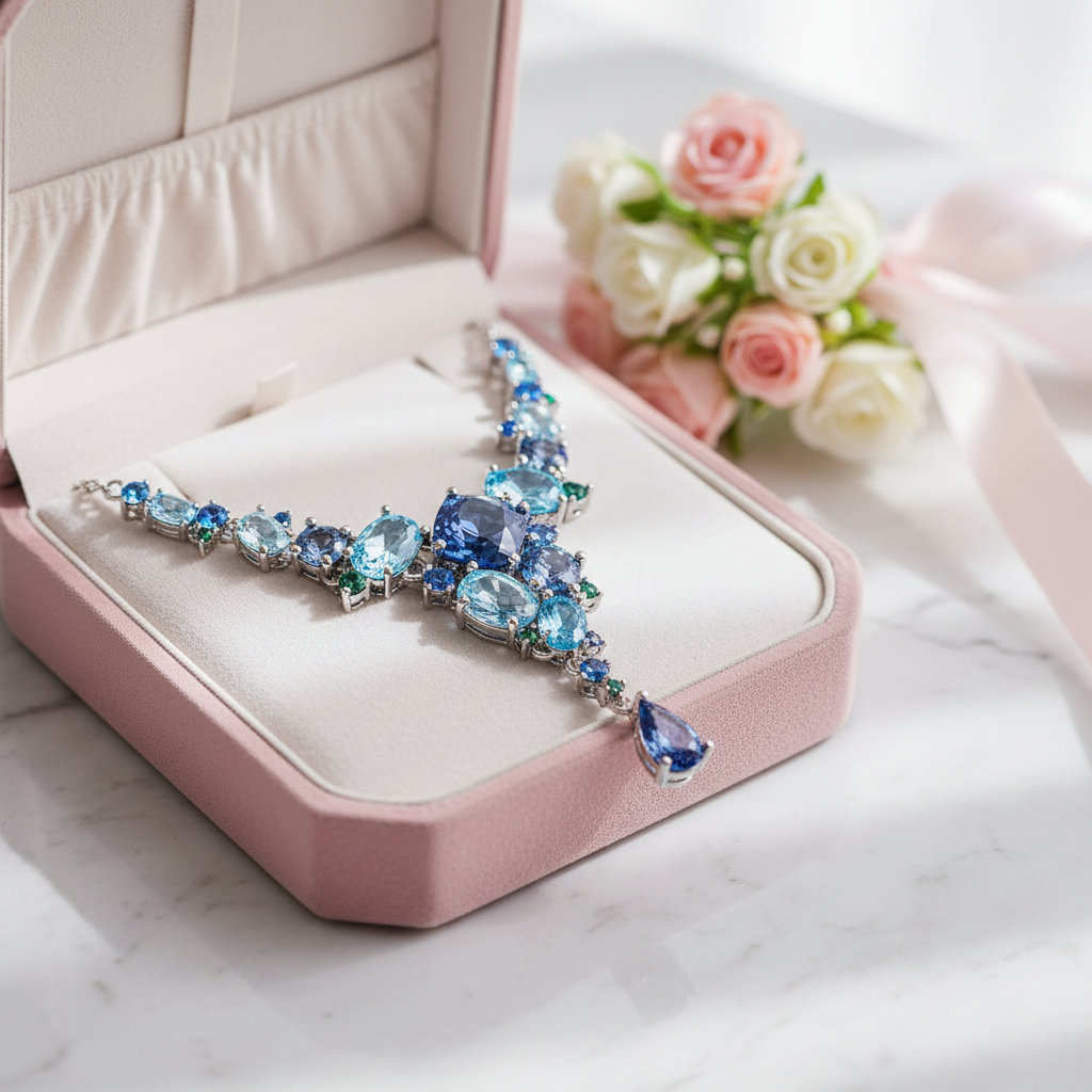 Natural Mystic Quartz Handmade Modern Irregular Necklace-Black Diamonds New York