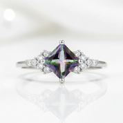 Mystic Topaz Gemstone Engagement Ring-Black Diamonds New York