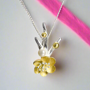 Natural Pearl Winter Blossom & Snow Flower Necklace-Black Diamonds New York