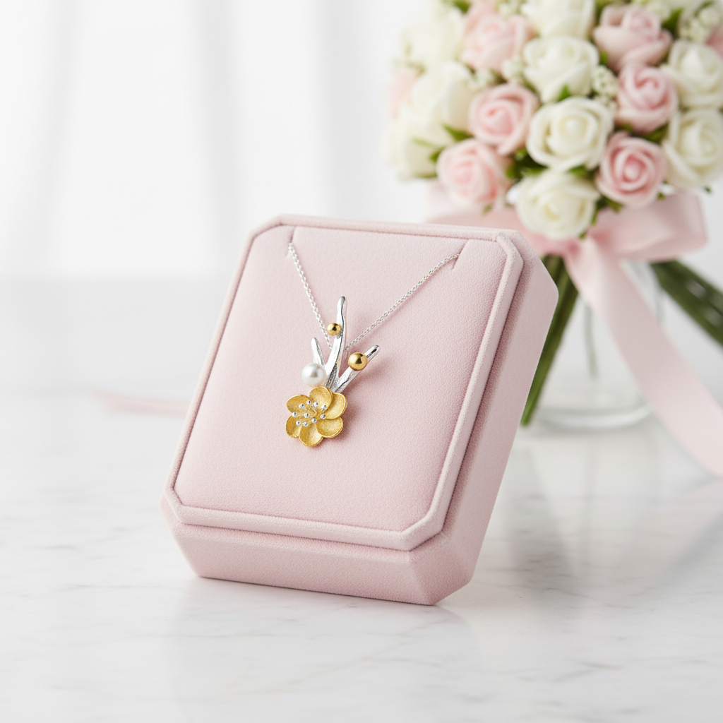 Pearl Winter Blossom & Snow Flower Necklace-Black Diamonds New York
