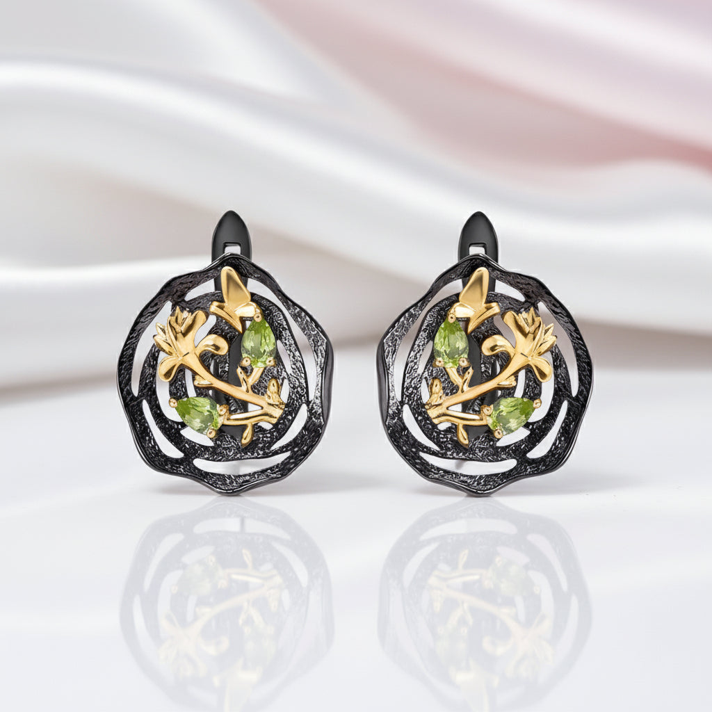 Peridot Black Earrings-Black Diamonds New York