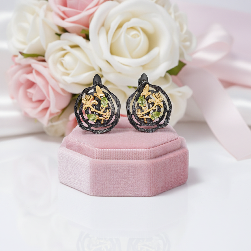 Peridot Black Earrings-Black Diamonds New York