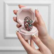 Red Garnet Flower Buds Bird Rings-Black Diamonds New York