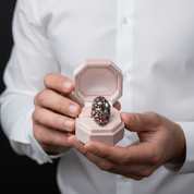 Red Garnet Flower Buds Bird Rings-Black Diamonds New York