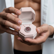 Natural Red Garnet Gemstone Round Pendant Necklace-Black Diamonds New York