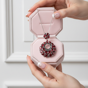 Red Garnet Vintage Necklace-Black Diamonds New York