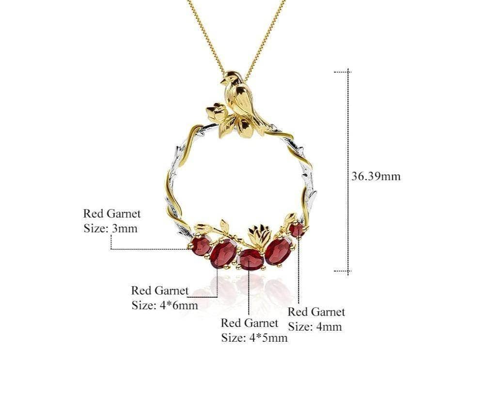 Flash Sale- of Natural Red Garnet Handmade Secret Garden Necklace-Black Diamonds New York