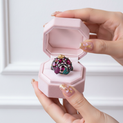 Rhodolite Garnet Gemstone Gold Bee on Branch Ring-Black Diamonds New York