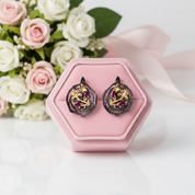 Rhodolite Garnet Lotus Earrings-Black Diamonds New York