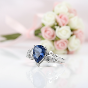 Sapphire Gemstone Vintage Wedding Ring-Black Diamonds New York