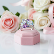 Sky Blue Topaz Amethyst Candy Ring-Black Diamonds New York