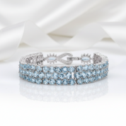 Sky Blue Topaz Gemstone Bracelet-Black Diamonds New York