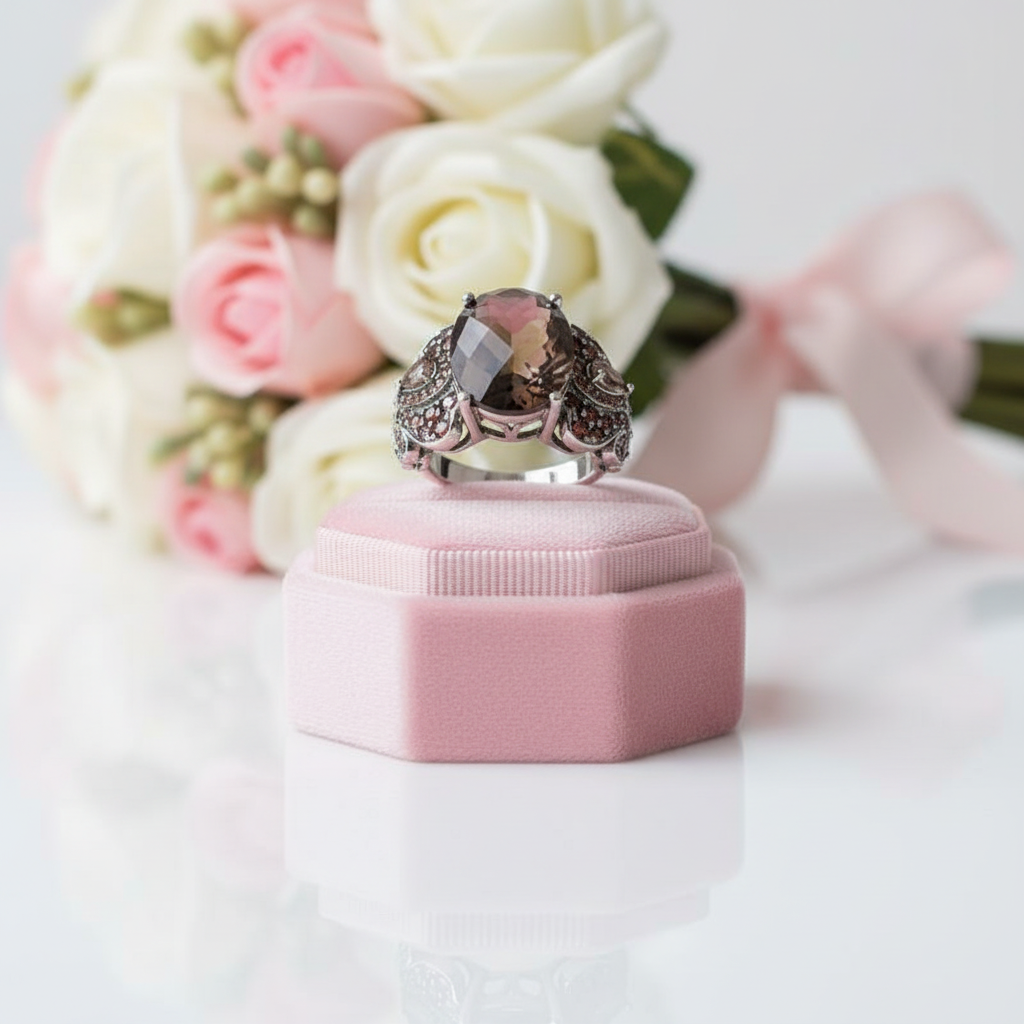 Smoky Quartz Cocktail Ring-Black Diamonds New York