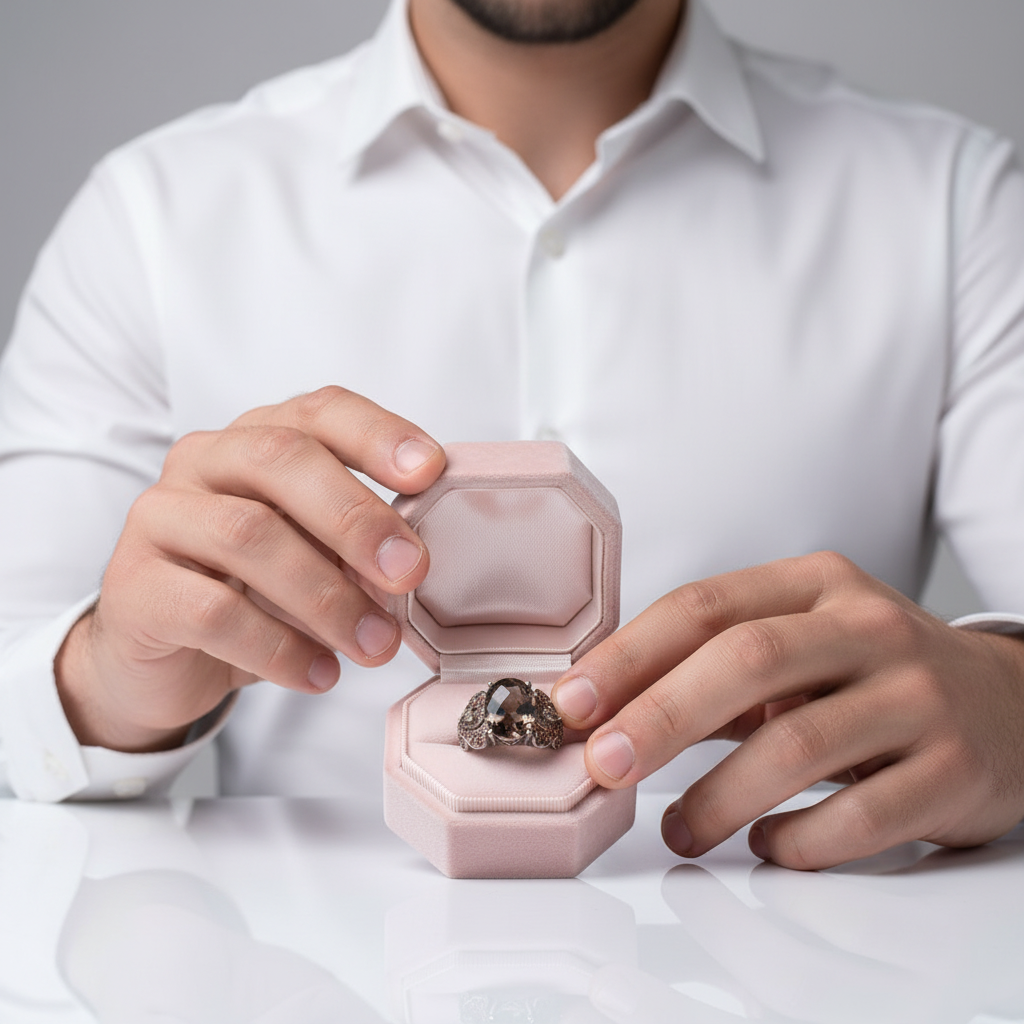 Smoky Quartz Cocktail Ring-Black Diamonds New York