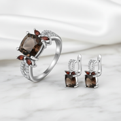 Smoky Quartz Garnet Jewelry Set-Black Diamonds New York