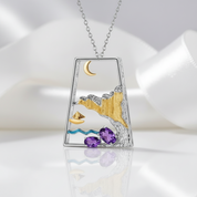 Natural Swiss Blue Topaz Genuine Necklace-Black Diamonds New York