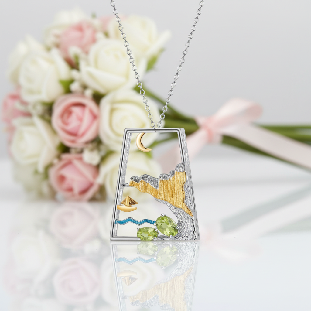 Natural Swiss Blue Topaz Genuine Necklace-Black Diamonds New York