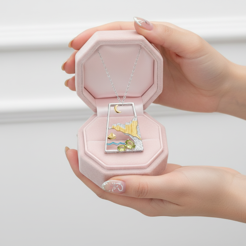 Natural Swiss Blue Topaz Genuine Necklace-Black Diamonds New York