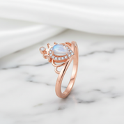 Teardrop Moonstone Ring-Black Diamonds New York
