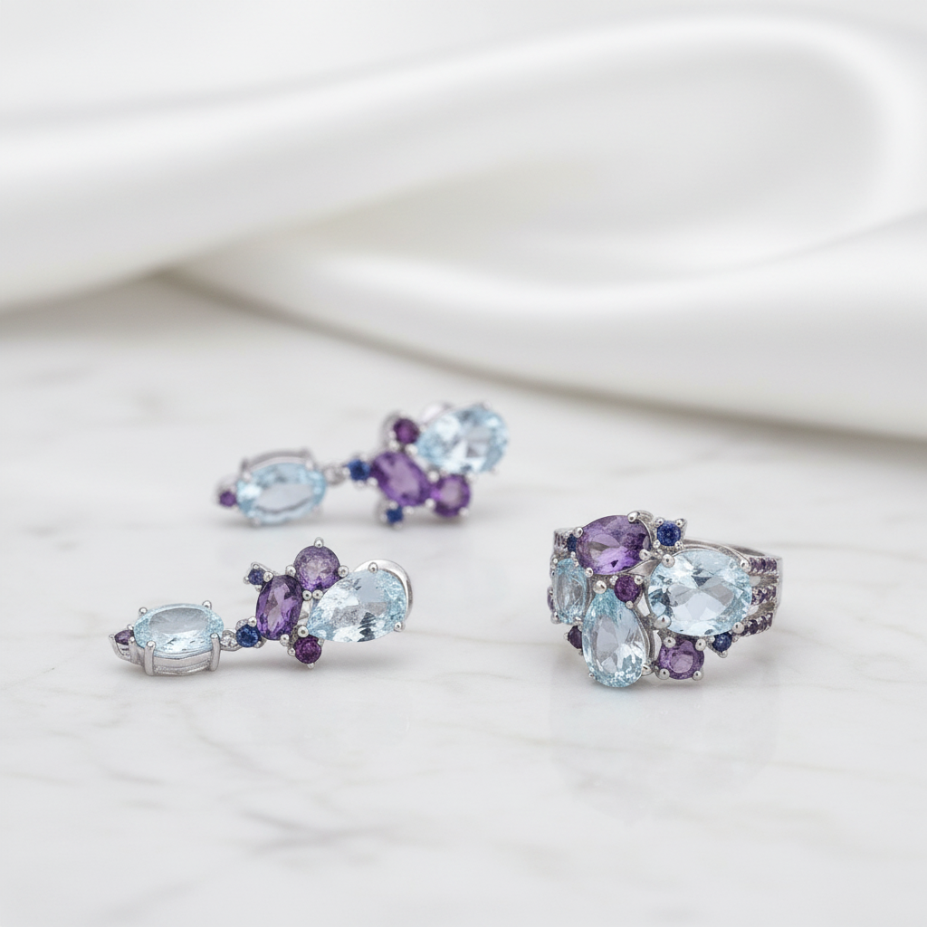Topaz & Amethyst Jewelry Set-Black Diamonds New York