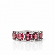 Tourmaline Gemstone Wedding Ring Band-Black Diamonds New York