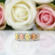 Natural Tourmaline Gemstone Wedding Ring Band-Black Diamonds New York