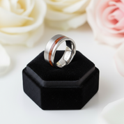 Wood Titanium Men's Wedding Band-Black Diamonds New York