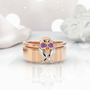 Necromancer's Couples Ring- 14k Rose Gold Video Game Inspired Rings-Black Diamonds New York