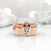 Necromancer's Couples Ring- 14k Rose Gold Video Game Inspired Rings-Black Diamonds New York